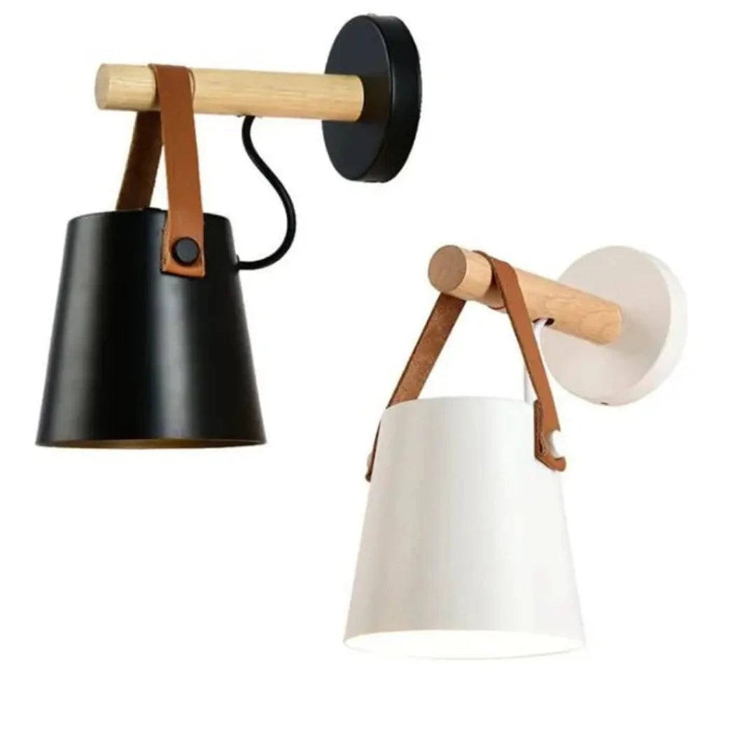 Modern Nordic Black & Wood Wall Lamp - E27 Bulb BK1246-W-1L