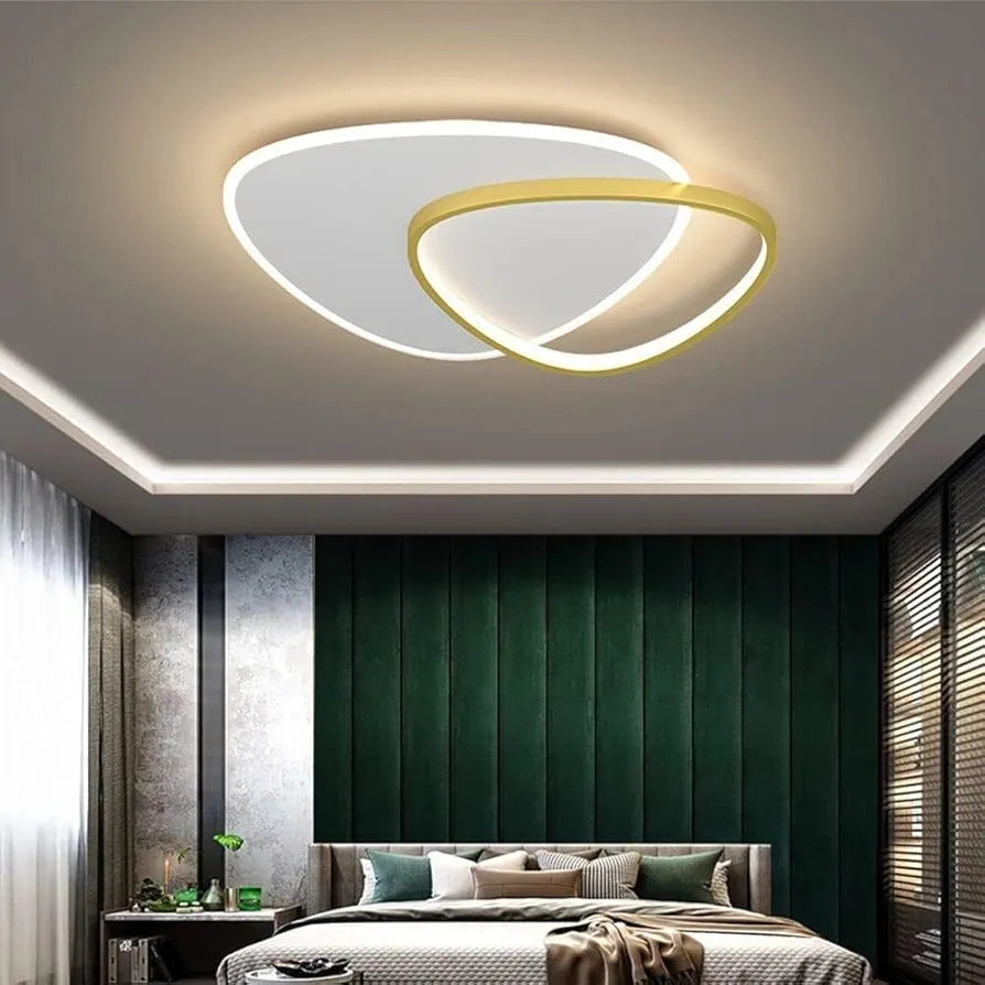 Modern Gold/Black & White LED Flush Mount Ceiling Light - Geometric Design