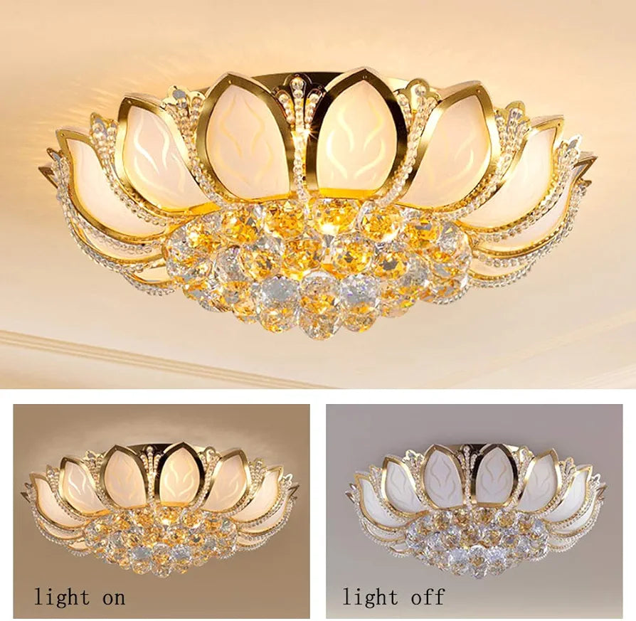 Luxury Gold Flushed Ceiling Crystal Chandelier – D400mm C053