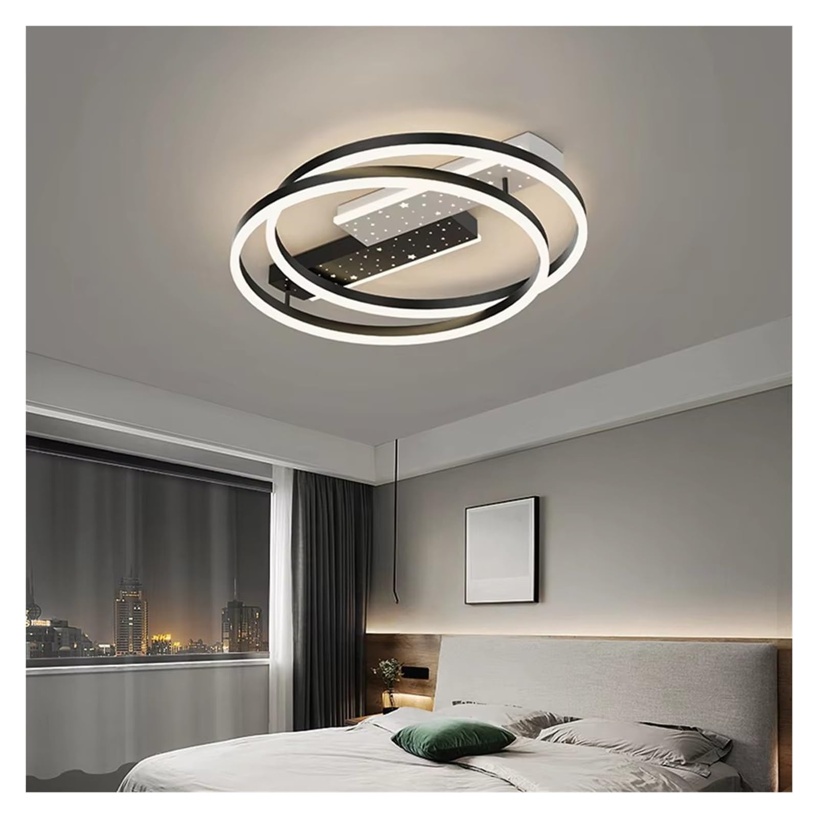 Luxury Modern LED Ceiling Lamp - Black & White Interlocking Square Flush Mount