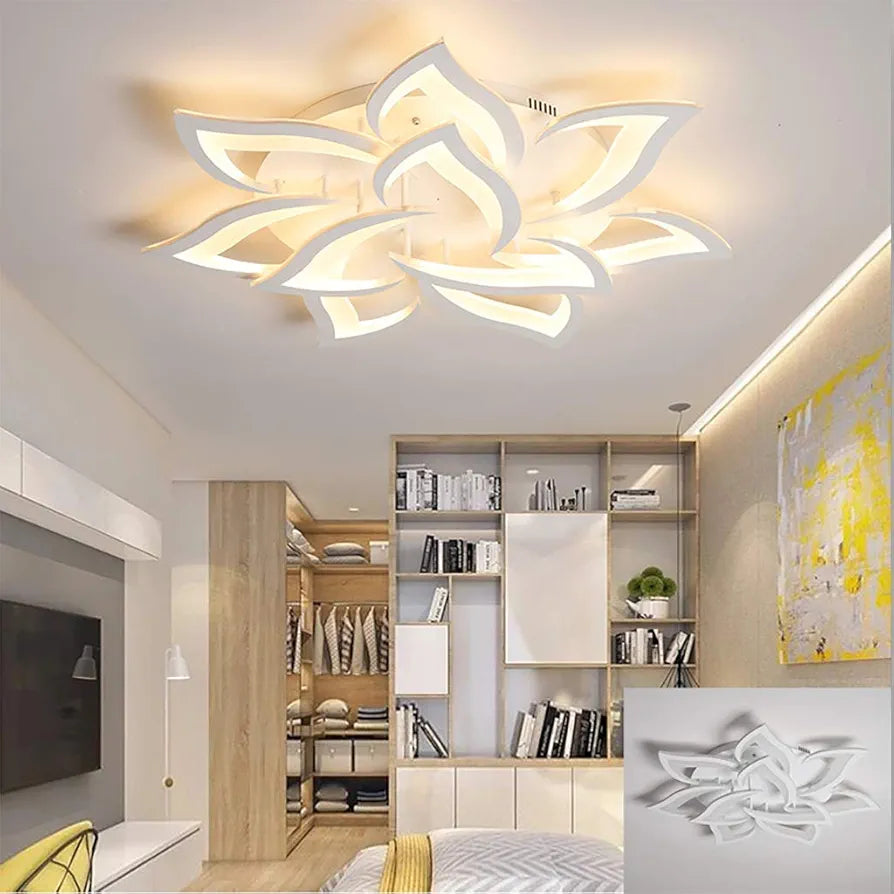 Modern LED Flower Ceiling Light: Dimmable 3000K-6500K Lotus Flush Mount