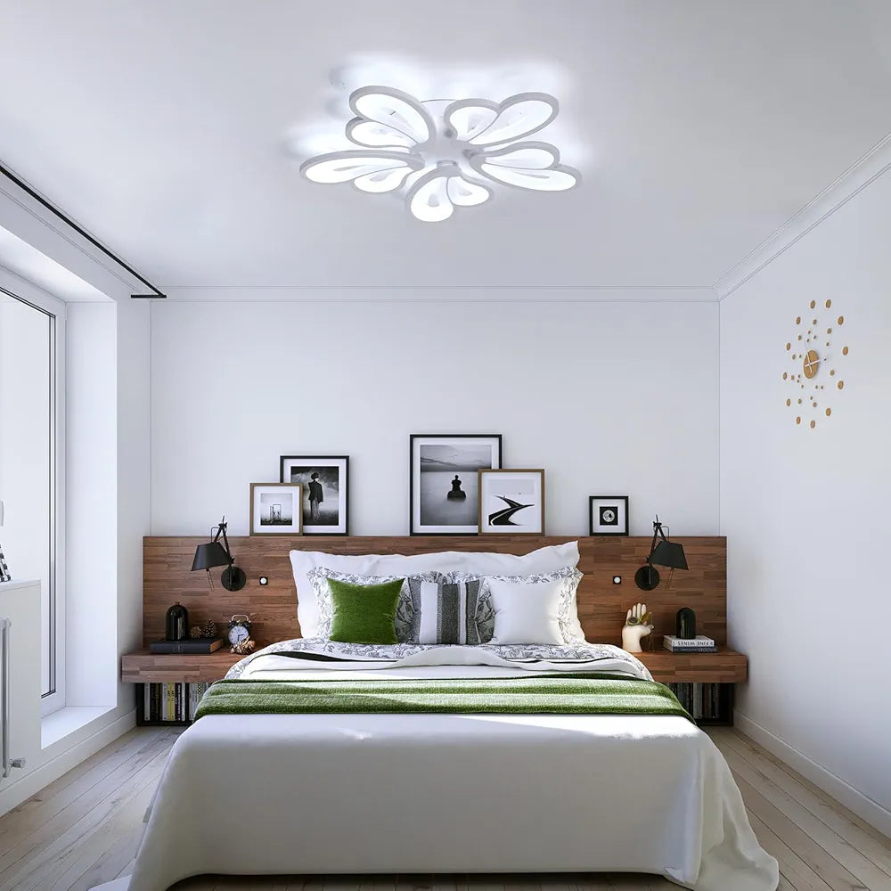 Modern White Flower LED Ceiling Light - 3D Floral Flush Mount