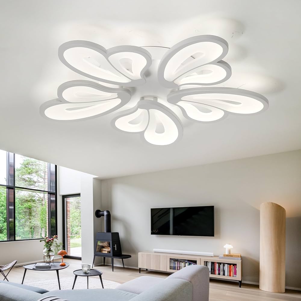 Modern White Flower LED Ceiling Light - 3D Floral Flush Mount