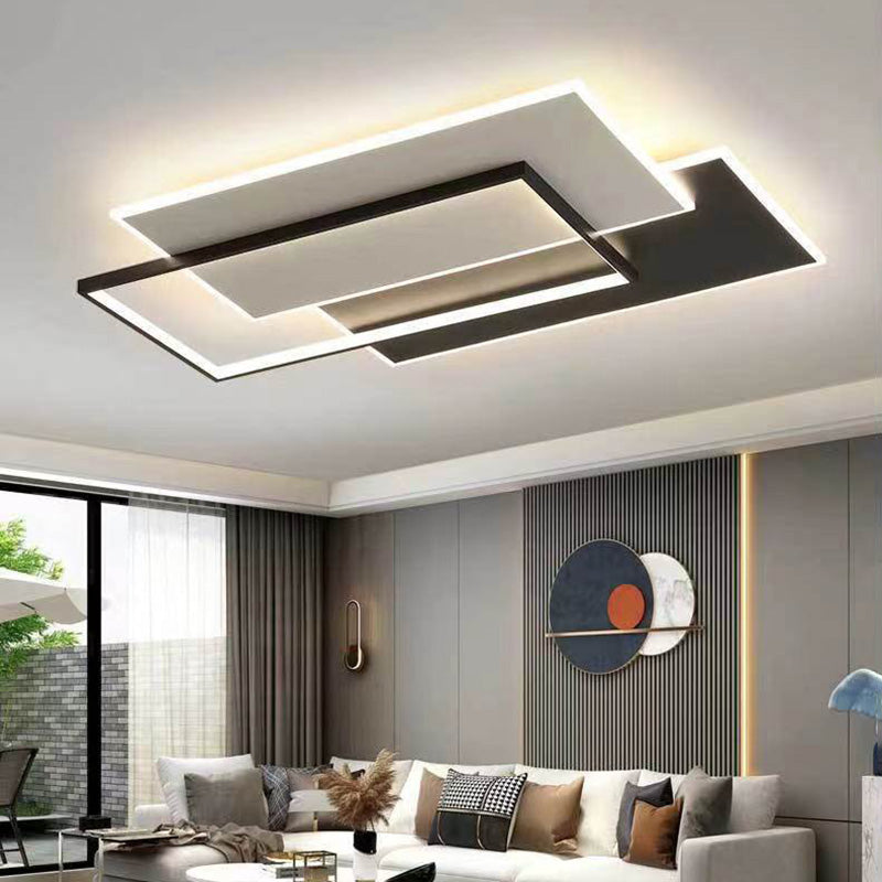 Dimmable LED Square Ceiling Light - Modern Black & White Flush Mount