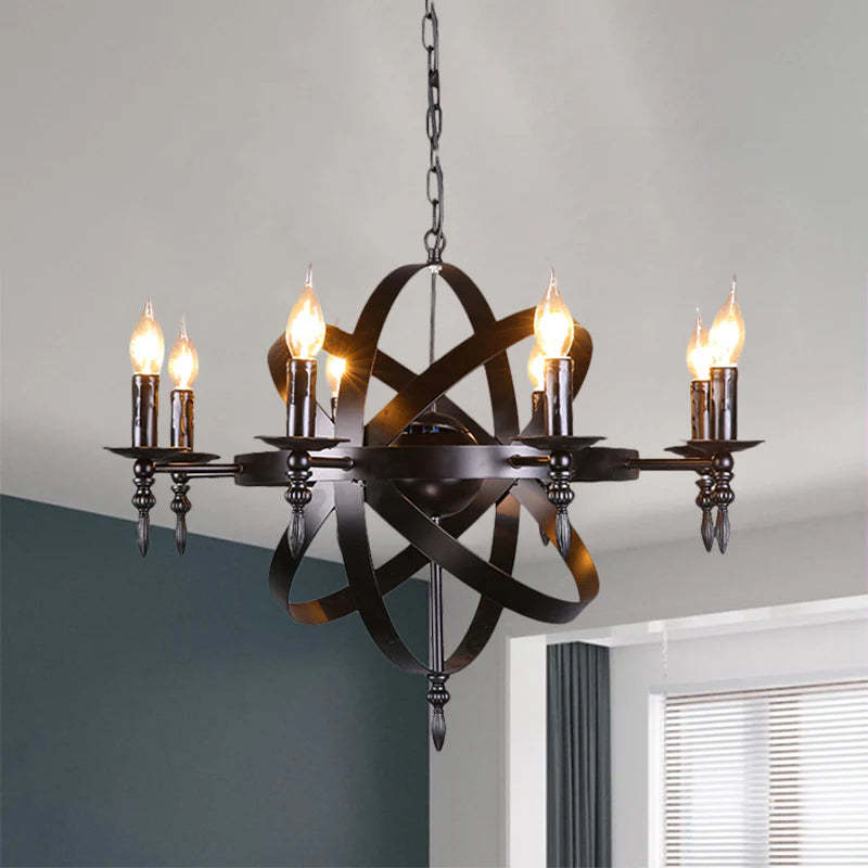 Nordic Industrial Wrought Iron Chandelier: Retro Hanging Pendant Light